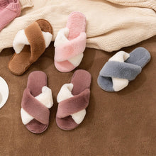 将图片加载到图库查看器，Elegant Warm Fluffy Slippers Women Faux Fur Indoor Floor Slides Flat Soft Furry Shoes Non Slip House Soft Plush Cozy House Shoes Furry Open Toe Indoor Outdoor Slip On Warm Winter Shoes
