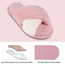 将图片加载到图库查看器，Elegant Warm Fluffy Slippers Women Faux Fur Indoor Floor Slides Flat Soft Furry Shoes Non Slip House Soft Plush Cozy House Shoes Furry Open Toe Indoor Outdoor Slip On Warm Winter Shoes
