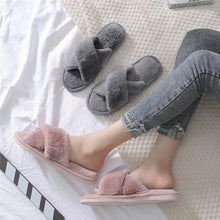 将图片加载到图库查看器，Elegant Warm Fluffy Slippers Women Faux Fur Indoor Floor Slides Flat Soft Furry Shoes Non Slip House Soft Plush Cozy House Shoes Furry Open Toe Indoor Outdoor Slip On Warm Winter Shoes
