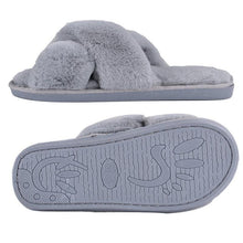 将图片加载到图库查看器，Elegant Warm Fluffy Slippers Women Faux Fur Indoor Floor Slides Flat Soft Furry Shoes Non Slip House Soft Plush Cozy House Shoes Furry Open Toe Indoor Outdoor Slip On Warm Winter Shoes

