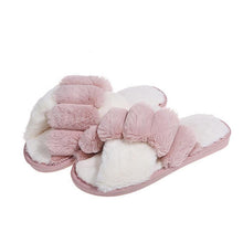 将图片加载到图库查看器，Elegant Warm Fluffy Slippers Women Faux Fur Indoor Floor Slides Flat Soft Furry Shoes Non Slip House Soft Plush Cozy House Shoes Furry Open Toe Indoor Outdoor Slip On Warm Winter Shoes
