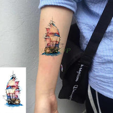 将图片加载到图库查看器，Elegant Waterproof Tattoo Sticker Sun Moon Fake Tatto Fashion Moon Temporary Fun Sun Wave Magic Tatoos For Womens Mens
