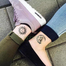 将图片加载到图库查看器，Elegant Waterproof Tattoo Sticker Sun Moon Fake Tatto Fashion Moon Temporary Fun Sun Wave Magic Tatoos For Womens Mens
