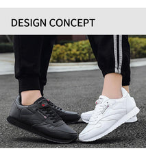 Load image into Gallery viewer, Elegant White Leather Mans Womens Sneakers Summer Lace-Up Trainers Gym Tennis Running Breathable High Quality Sport Women Mesh Wokrout Casual Slip On Flats Sneakers
