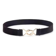 Load image into Gallery viewer, Elegant Wide Fabric Strap  Silver Metal Buckle Belts For Women Trendy Women's Fashion Stretchable Classic Color Belts
