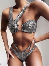 将图片加载到图库查看器，Elegant Women Bandage Swimwear Women Snake Bikini Swimsuit Female Gold Bikini Set Bathing Suit Swim Wear Women Shiny Bikini String Two Pieces Swimsuit Female Swimwear
