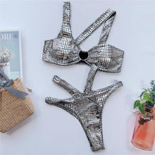 将图片加载到图库查看器，Elegant Women Bandage Swimwear Women Snake Bikini Swimsuit Female Gold Bikini Set Bathing Suit Swim Wear Women Shiny Bikini String Two Pieces Swimsuit Female Swimwear
