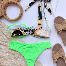 将图片加载到图库查看器，Elegant Women's One Shoulder Swimsuit Two Piece Swim Dress With Bikini Bottom Swim Bikini Bathing Suits New Print Stitching Bikini Swimming Fashion Swimwear For Spring Beach Surf
