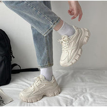 Load image into Gallery viewer, Elegant Women's Sneakers Lace Up Thick Platform Casual Shoes Leather Comfortable Walking Footwear Fashion New Lightweight Casual Everyday Walking Fashion Sneakers
