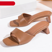 Load image into Gallery viewer, Elegant Women Slippers Summer Outdoor Beach Flip Flop Open Toe Flat Casual Low Heel Sandal Square Open Toe Heeled Sandals Beach Charming  Sandals
