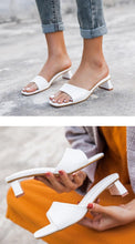 Load image into Gallery viewer, Elegant Women Slippers Summer Outdoor Beach Flip Flop Open Toe Flat Casual Low Heel Sandal Square Open Toe Heeled Sandals Beach Charming  Sandals
