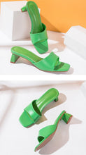 Load image into Gallery viewer, Elegant Women Slippers Summer Outdoor Beach Flip Flop Open Toe Flat Casual Low Heel Sandal Square Open Toe Heeled Sandals Beach Charming  Sandals
