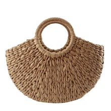 Load image into Gallery viewer, Elehant Women's Woven Wicker Straw Half Round Bag Trendy Large Capacity Female Casual Travel Bag
