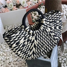 Load image into Gallery viewer, Elehant Women's Woven Wicker Straw Half Round Bag Trendy Large Capacity Female Casual Travel Bag
