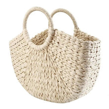 Load image into Gallery viewer, Elehant Women's Woven Wicker Straw Half Round Bag Trendy Large Capacity Female Casual Travel Bag
