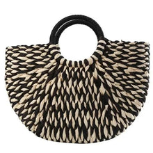 Load image into Gallery viewer, Elehant Women's Woven Wicker Straw Half Round Bag Trendy Large Capacity Female Casual Travel Bag
