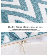 将图片加载到图库查看器，Embroidered Geometric Pillow Cover 100% Cotton Woolen Cushion Cover Modern Nordic Style Pink Blue Pillow Cover For Home Decor Embroidery Cushion Cover Decorative Throw Pillow Cover Geometric Invisible Pillow Cover for Living Room 45X45CM
