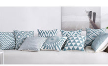 将图片加载到图库查看器，Embroidered Geometric Pillow Cover 100% Cotton Woolen Cushion Cover Modern Nordic Style Pink Blue Pillow Cover For Home Decor Embroidery Cushion Cover Decorative Throw Pillow Cover Geometric Invisible Pillow Cover for Living Room 45X45CM
