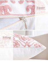 将图片加载到图库查看器，Embroidered Geometric Pillow Cover 100% Cotton Woolen Cushion Cover Modern Nordic Style Pink Blue Pillow Cover For Home Decor Embroidery Cushion Cover Decorative Throw Pillow Cover Geometric Invisible Pillow Cover for Living Room 45X45CM
