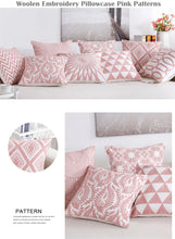 将图片加载到图库查看器，Embroidered Geometric Pillow Cover 100% Cotton Woolen Cushion Cover Modern Nordic Style Pink Blue Pillow Cover For Home Decor Embroidery Cushion Cover Decorative Throw Pillow Cover Geometric Invisible Pillow Cover for Living Room 45X45CM
