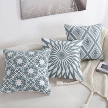 将图片加载到图库查看器，Embroidered Geometric Pillow Cover 100% Cotton Woolen Cushion Cover Modern Nordic Style Pink Blue Pillow Cover For Home Decor Embroidery Cushion Cover Decorative Throw Pillow Cover Geometric Invisible Pillow Cover for Living Room 45X45CM
