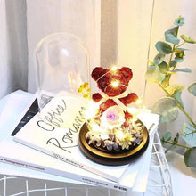 Load image into Gallery viewer, Enchanted Red Rose Teddy Bear In Glass Dome With LED Light - Best Wedding Decoration Birthday Valentine's Day Gift
