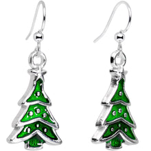 Load image into Gallery viewer, Silver Plated Classic Christmas Tree Fishhook Earrings
