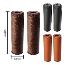 将图片加载到图库查看器，Ergonomic Bike Handle Grips PU Leather Soft Rubber Bicycle Mountain Bike Anti-Slip Handlebar Grips Retro Artificial Leather Handle Grips Cycling Anti Slip Road Mountain Comfortable Bike Handlebar Grips
