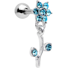 Load image into Gallery viewer, 16G 1/4 Aqua Gem  Flower Dangle Cartilage Tragus Earring
