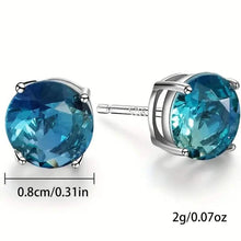 Load image into Gallery viewer, European and American Style Copper Earrings with Blue Zirconium
