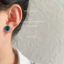 Load image into Gallery viewer, European and American Style Copper Earrings with Blue Zirconium
