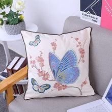 Load image into Gallery viewer, European Floral Cushion Cover Cotton Pillowcases Yellow Botanical Flowers and Green Leaves Floral Garden Pattern Printed Cushion Home Decor Rectangle Pillow Cover
