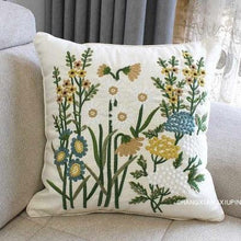 Load image into Gallery viewer, European Floral Cushion Cover Cotton Pillowcases Yellow Botanical Flowers and Green Leaves Floral Garden Pattern Printed Cushion Home Decor Rectangle Pillow Cover
