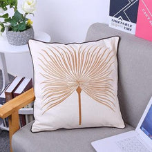 Load image into Gallery viewer, European Floral Cushion Cover Cotton Pillowcases Yellow Botanical Flowers and Green Leaves Floral Garden Pattern Printed Cushion Home Decor Rectangle Pillow Cover
