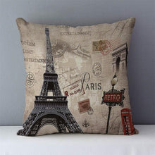 Load image into Gallery viewer, European Style Throw Pillow Covers Red London Street Bus Telephone Booth Big Ben Square Cushion Covers For Home Bed Sofa Throw Pillow Covers Red Bus and Telephone Booth Design Cushion Case Cotton Linen Home Sofa Decor 45X45CM
