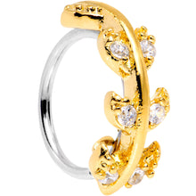 将图片加载到图库查看器，18G 5/16 Clear CZ Gem Gold Tone Leafy Seamless Circular Ring
