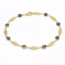 将图片加载到图库查看器，Evil Eye Anklet 10" Blue Plain Mariner High Polish
