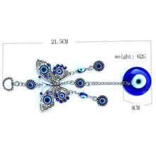 Load image into Gallery viewer, Evil Eye Wind Chimes Home Wall Hanging Decor Blue Evil Eye Wall Hanging Ornament With Round Eye Design Metal Home Decor Protection And Good Luck Charm Gift Blessing Protection Gift Dream Catcher Blue Rhinestone Wind Chimes
