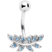Load image into Gallery viewer, Blue Gem Sprouting Ivy Leaf Belly Ring
