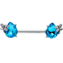 Load image into Gallery viewer, 9/16 Aqua CZ Gem Mini Butterfly Barbell Nipple Ring Set
