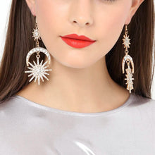 将图片加载到图库查看器，Exaggerated Luxury Sun Moon Stars Drop Earrings
