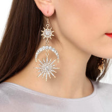 将图片加载到图库查看器，Exaggerated Luxury Sun Moon Stars Drop Earrings
