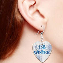 Load image into Gallery viewer, Hello Winter Snowflake Heart Fishhook Dangle Earrings
