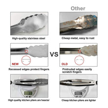 Load image into Gallery viewer, Extra Long Stainless Steel BBQ Tongs Salad Food Clips BBQ Flipping Tongs Non-Stick Kitchen Cooking Tools Stainless Steel and Non-Slip Heat Resistant Handle Great for Cooking Turning and Barbecue
