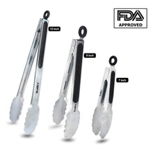 Load image into Gallery viewer, Extra Long Stainless Steel BBQ Tongs Salad Food Clips BBQ Flipping Tongs Non-Stick Kitchen Cooking Tools Stainless Steel and Non-Slip Heat Resistant Handle Great for Cooking Turning and Barbecue
