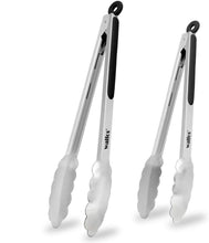 Load image into Gallery viewer, Extra Long Stainless Steel BBQ Tongs Salad Food Clips BBQ Flipping Tongs Non-Stick Kitchen Cooking Tools Stainless Steel and Non-Slip Heat Resistant Handle Great for Cooking Turning and Barbecue
