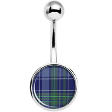 Load image into Gallery viewer, Holiday Blue Green Plaid Belly Ring
