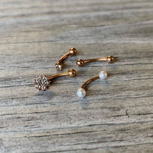 Load image into Gallery viewer, 16G 5/16 Gem Golden Variety Curved Eyebrow Daith Rook Set of 4
