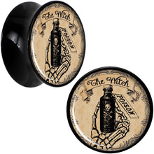 Load image into Gallery viewer, Witches Brew Poison Potion Halloween Black Acrylic Plug Set 0G to 20mm
