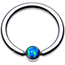 Load image into Gallery viewer, 12G 1/2 Aqua Faux Opal 4mm Disc BCR Captive Ring
